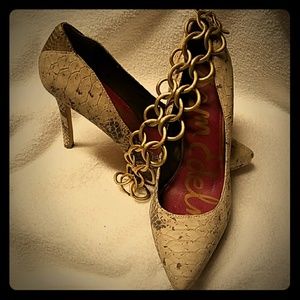 New Sam Edelman snake skin tan heel